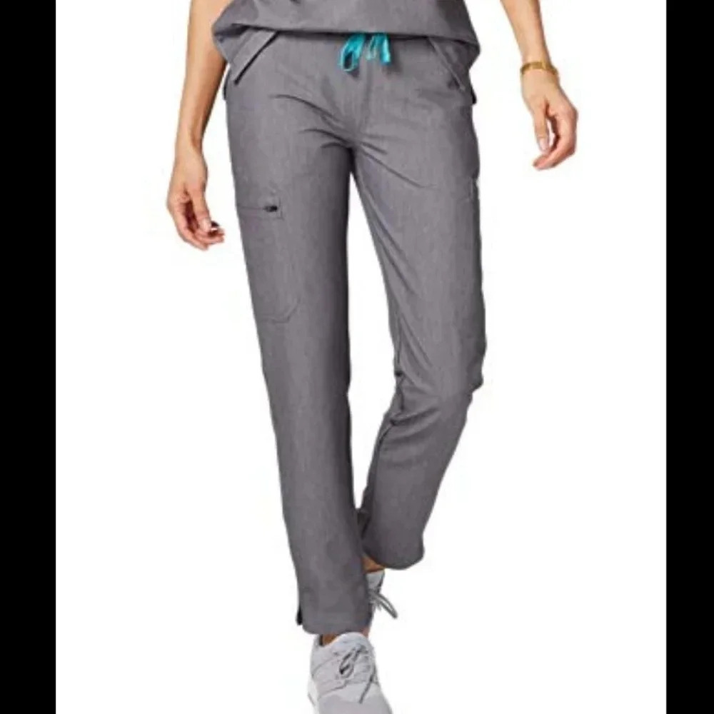 Figs technical collection yola grey and turquoise skinny scrub pants XXSMALL